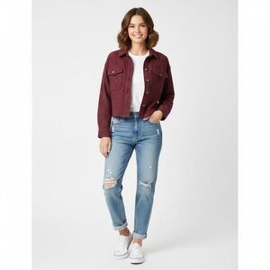 American Eagle Red Plaid Button-Up Cropped Lightweight Oversize Blouse SZ M